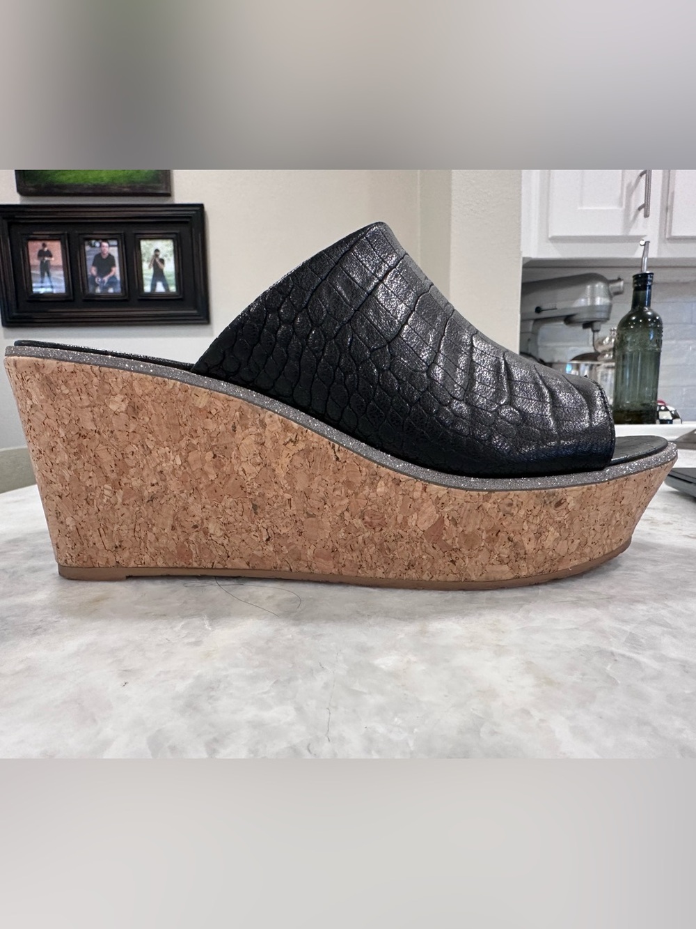 Johnson & Murphy Women's Black Cork Wedge Mule. Worn twice. Minimal wear